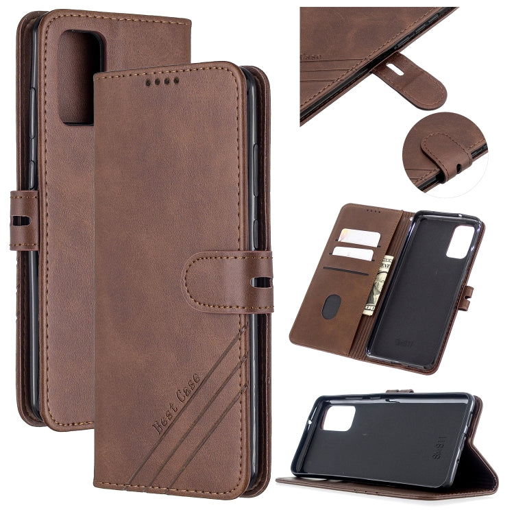 For Samsung Galaxy Note20 Stitching Style 2-Color Cow Texture Horizontal Flip PU Leather Case with Holder & Card Slot & Lanyard