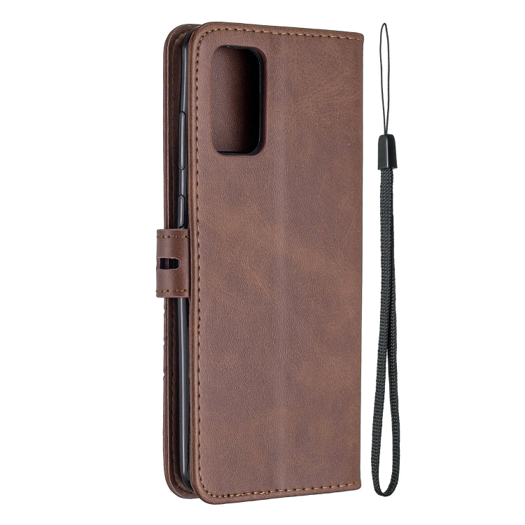 For Samsung Galaxy Note20 Stitching Style 2-Color Cow Texture Horizontal Flip PU Leather Case with Holder & Card Slot & Lanyard