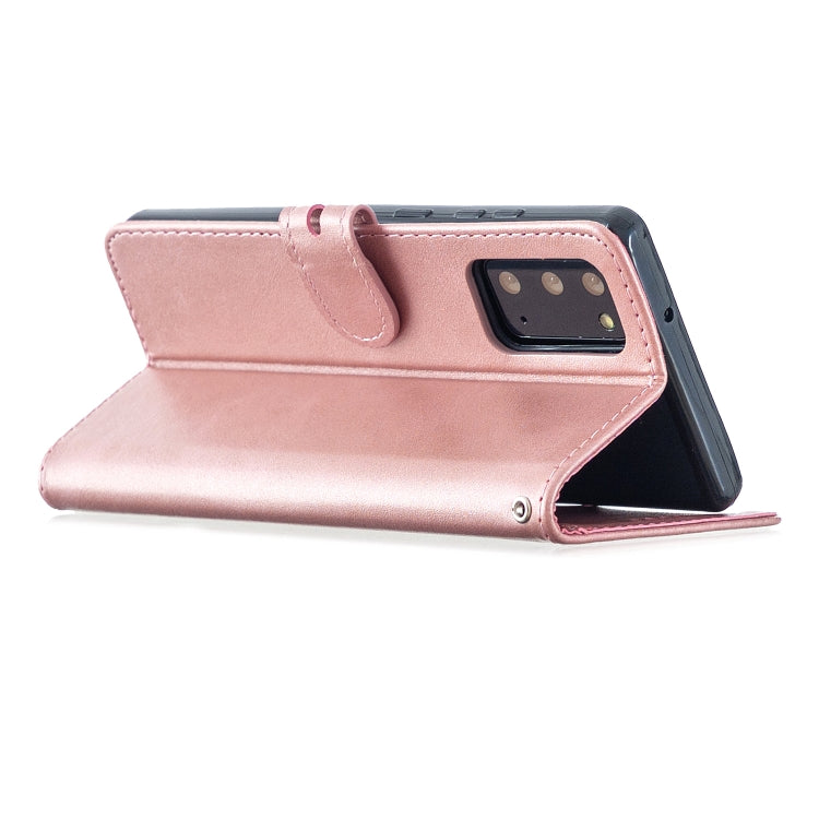 For Samsung Galaxy Note20 Stitching Style 2-Color Cow Texture Horizontal Flip PU Leather Case with Holder & Card Slot & Lanyard