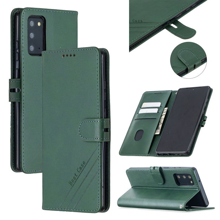 For Samsung Galaxy Note20 Stitching Style 2-Color Cow Texture Horizontal Flip PU Leather Case with Holder & Card Slot & Lanyard