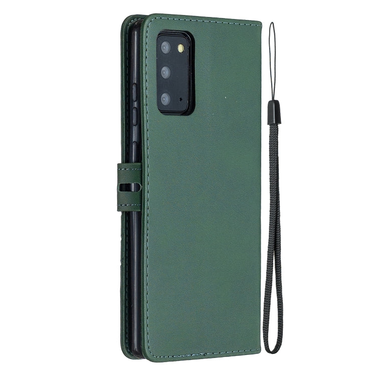 For Samsung Galaxy Note20 Stitching Style 2-Color Cow Texture Horizontal Flip PU Leather Case with Holder & Card Slot & Lanyard