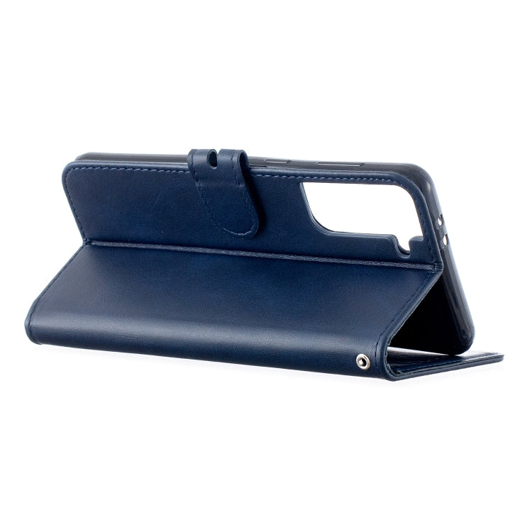 For Samsung Galaxy S21 5G Stitching Style 2-Color Cow Texture Horizontal Flip PU Leather Case with Holder & Card Slot & Lanyard