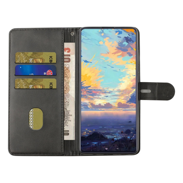 For Samsung Galaxy S21 FE 5G Stitching Style 2-Color Cow Texture Horizontal Flip PU Leather Case with Holder & Card Slot & Lanyard