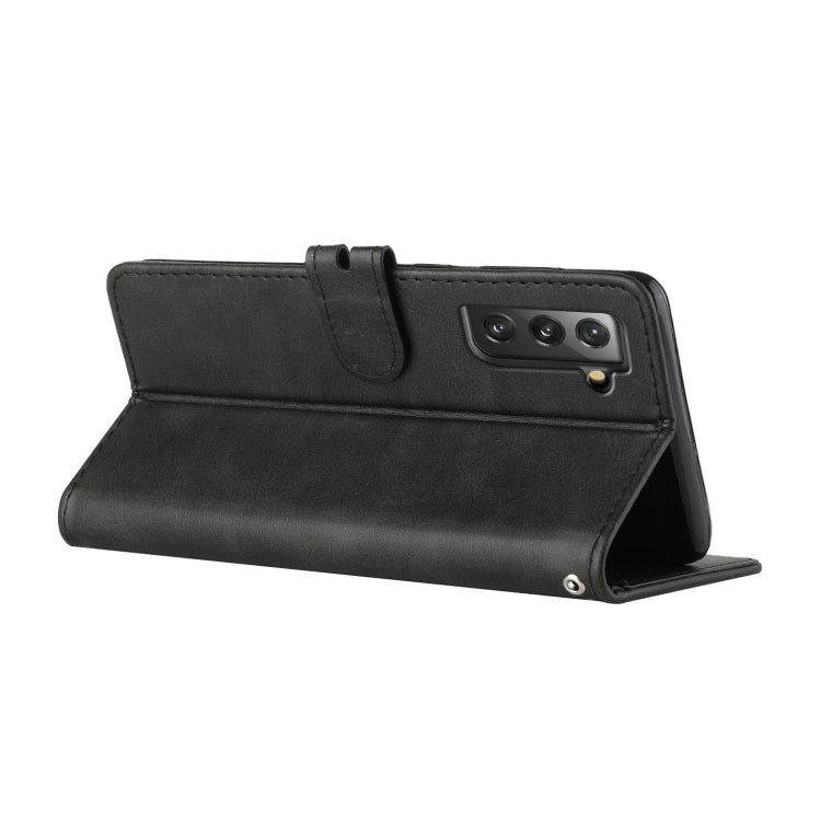 For Samsung Galaxy S21 FE 5G Stitching Style 2-Color Cow Texture Horizontal Flip PU Leather Case with Holder & Card Slot & Lanyard