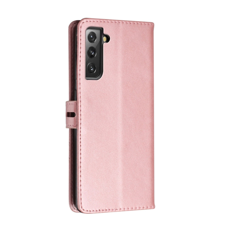 For Samsung Galaxy S21 FE 5G Stitching Style 2-Color Cow Texture Horizontal Flip PU Leather Case with Holder & Card Slot & Lanyard