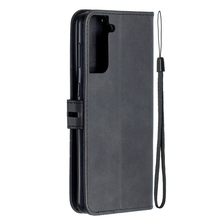 For Samsung Galaxy S21+ 5G Stitching Style 2-Color Cow Texture Horizontal Flip PU Leather Case with Holder & Card Slot & Lanyard
