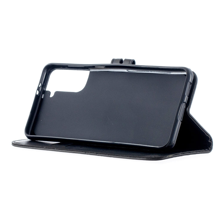 For Samsung Galaxy S21+ 5G Stitching Style 2-Color Cow Texture Horizontal Flip PU Leather Case with Holder & Card Slot & Lanyard