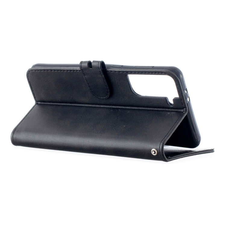 For Samsung Galaxy S21+ 5G Stitching Style 2-Color Cow Texture Horizontal Flip PU Leather Case with Holder & Card Slot & Lanyard