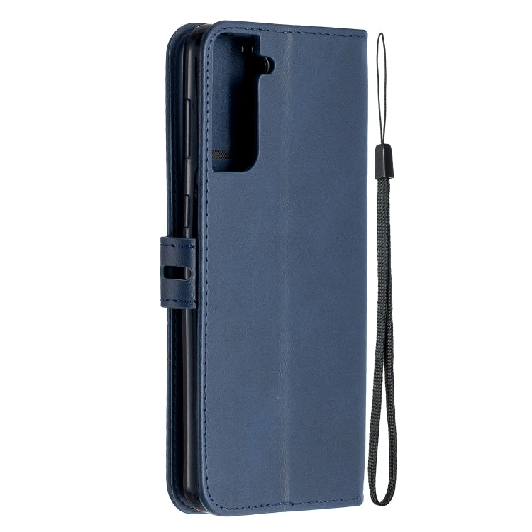 For Samsung Galaxy S21+ 5G Stitching Style 2-Color Cow Texture Horizontal Flip PU Leather Case with Holder & Card Slot & Lanyard