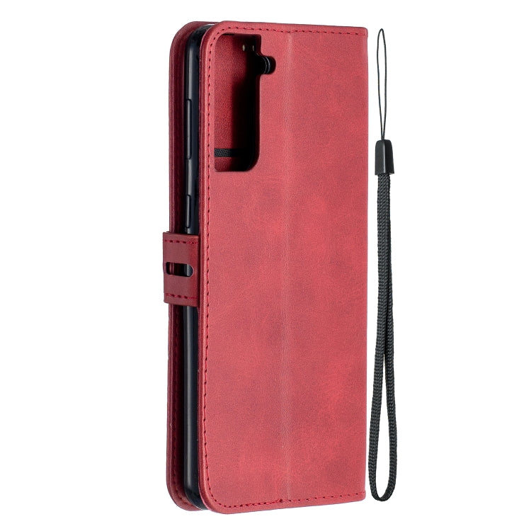For Samsung Galaxy S21+ 5G Stitching Style 2-Color Cow Texture Horizontal Flip PU Leather Case with Holder & Card Slot & Lanyard