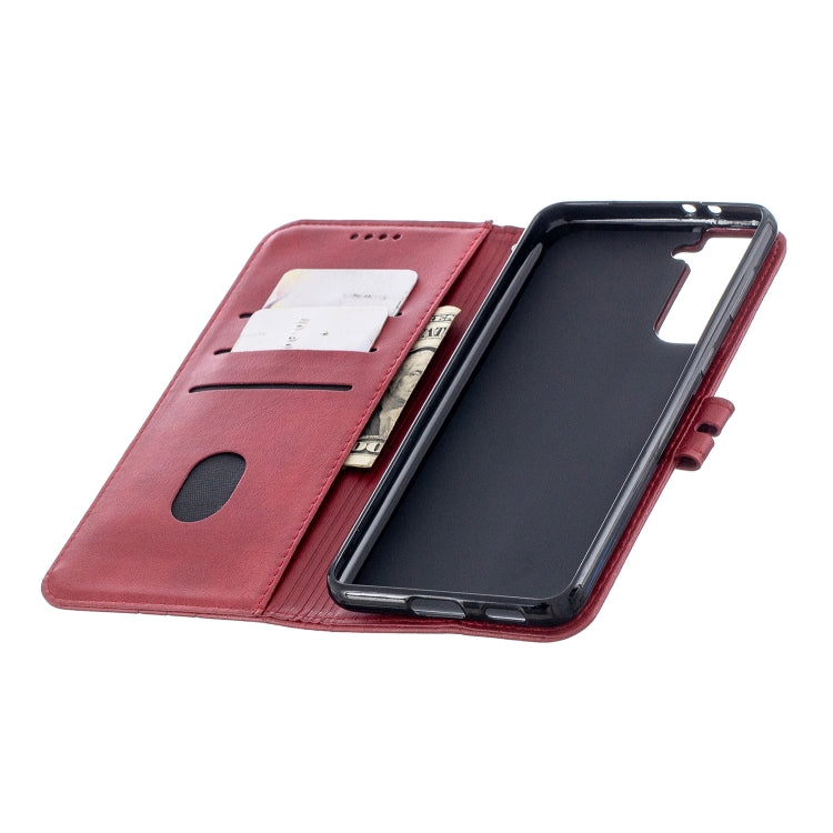 For Samsung Galaxy S21+ 5G Stitching Style 2-Color Cow Texture Horizontal Flip PU Leather Case with Holder & Card Slot & Lanyard