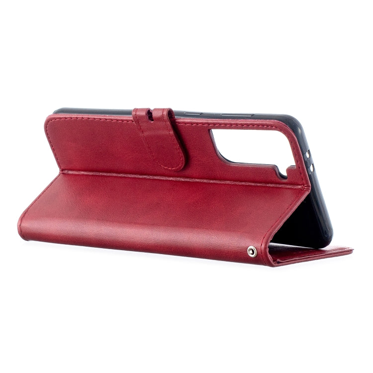 For Samsung Galaxy S21+ 5G Stitching Style 2-Color Cow Texture Horizontal Flip PU Leather Case with Holder & Card Slot & Lanyard