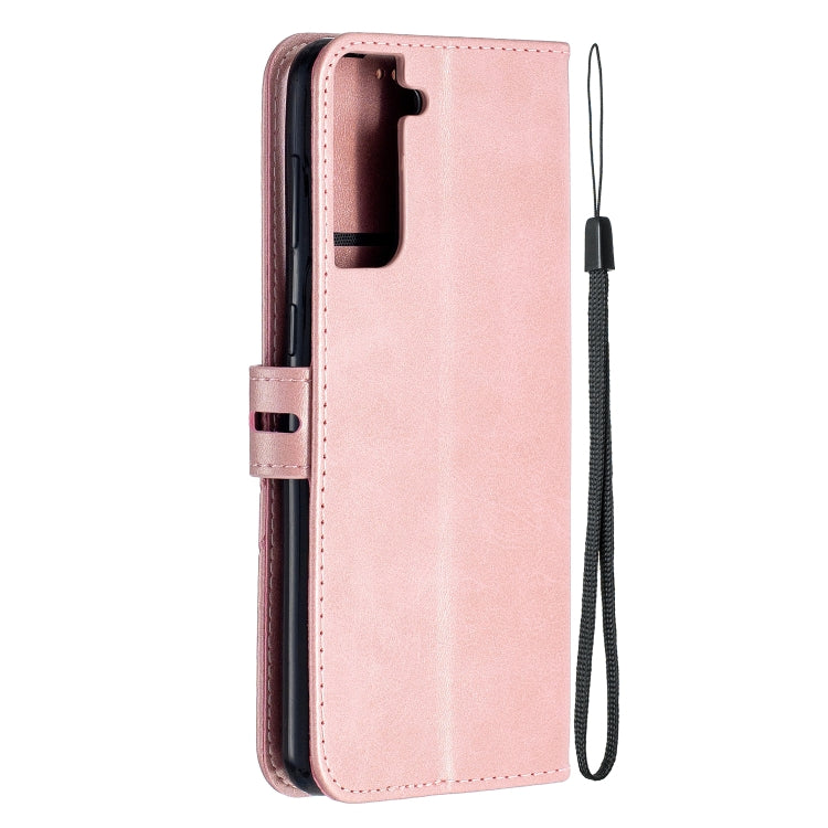 For Samsung Galaxy S21+ 5G Stitching Style 2-Color Cow Texture Horizontal Flip PU Leather Case with Holder & Card Slot & Lanyard