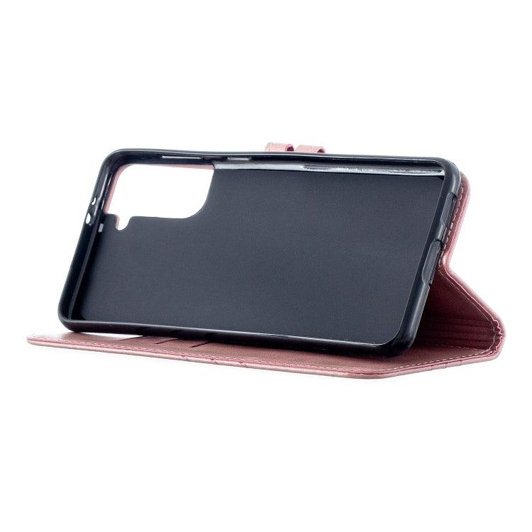 For Samsung Galaxy S21+ 5G Stitching Style 2-Color Cow Texture Horizontal Flip PU Leather Case with Holder & Card Slot & Lanyard