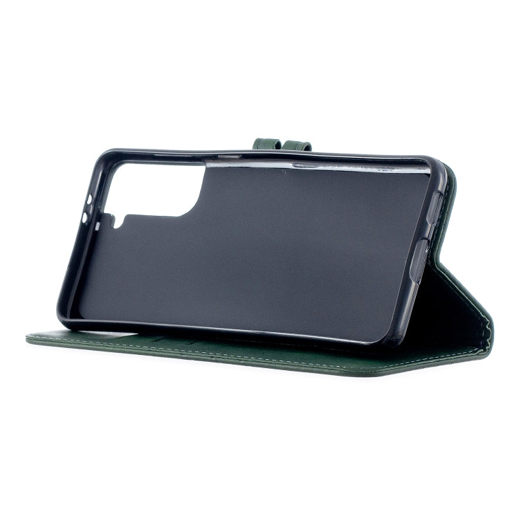 For Samsung Galaxy S21+ 5G Stitching Style 2-Color Cow Texture Horizontal Flip PU Leather Case with Holder & Card Slot & Lanyard