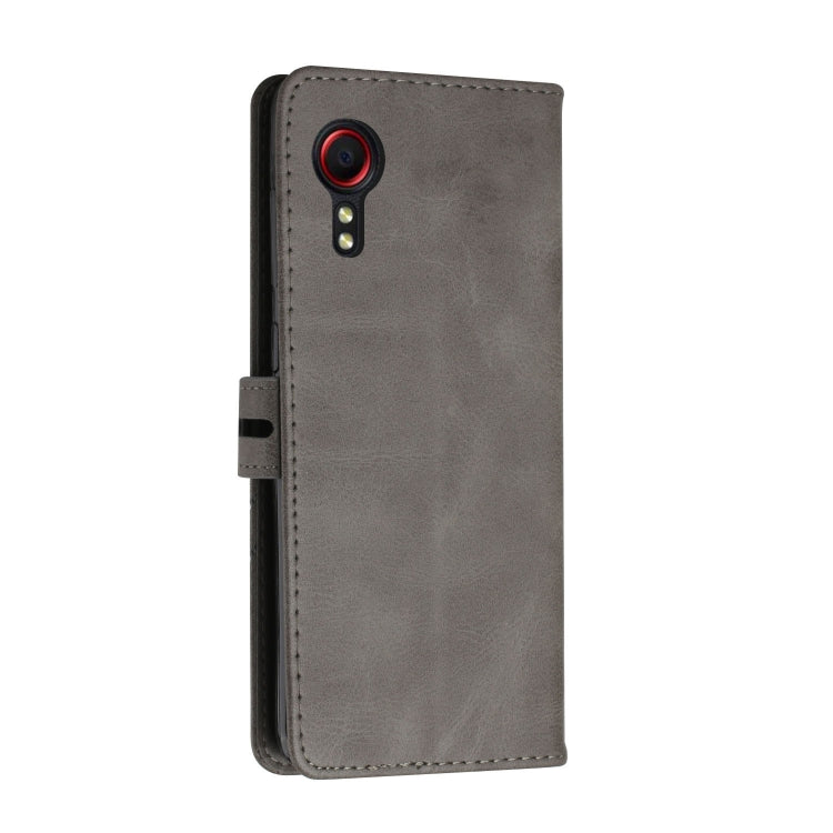 For Samsung Galaxy Xcover 5 Stitching Style 2-Color Cow Texture Horizontal Flip PU Leather Case with Holder & Card Slot & Lanyard