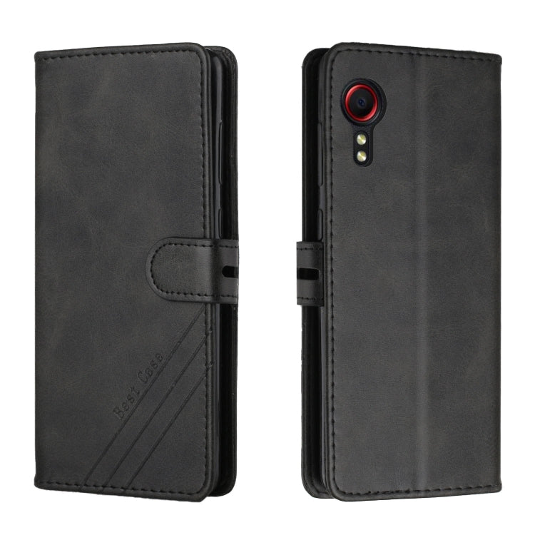 For Samsung Galaxy Xcover 5 Stitching Style 2-Color Cow Texture Horizontal Flip PU Leather Case with Holder & Card Slot & Lanyard
