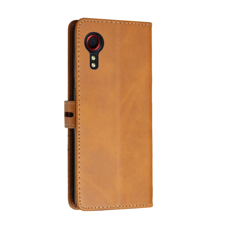 For Samsung Galaxy Xcover 5 Stitching Style 2-Color Cow Texture Horizontal Flip PU Leather Case with Holder & Card Slot & Lanyard