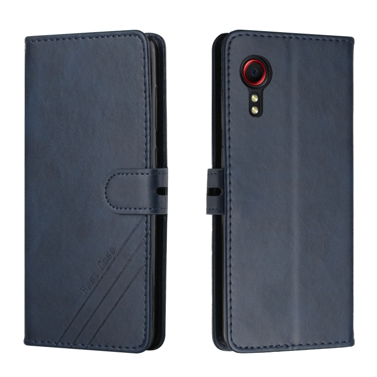 For Samsung Galaxy Xcover 5 Stitching Style 2-Color Cow Texture Horizontal Flip PU Leather Case with Holder & Card Slot & Lanyard