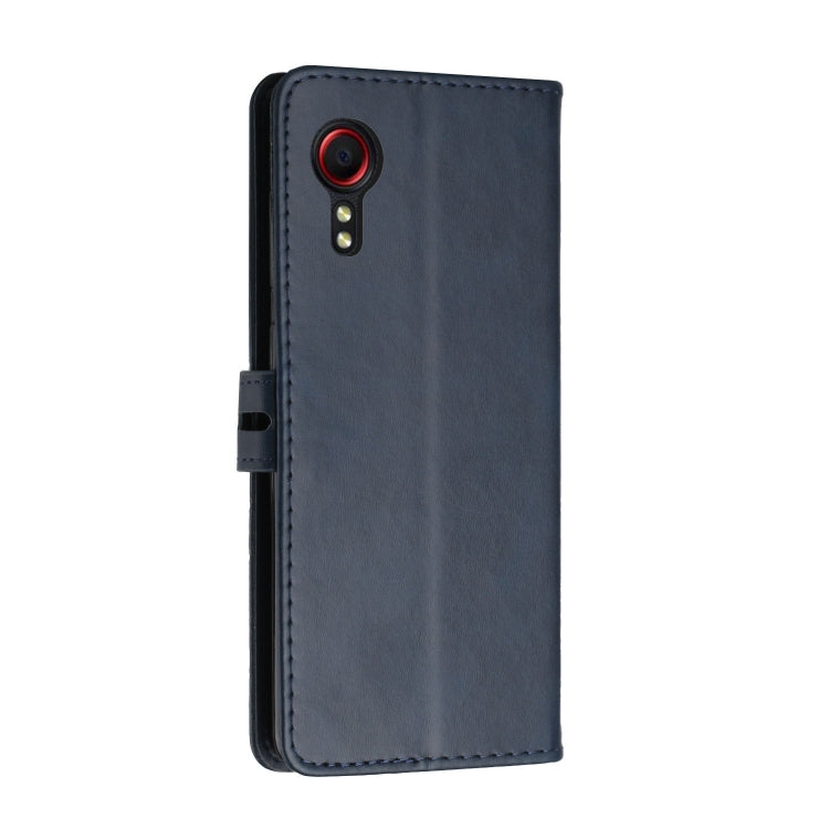 For Samsung Galaxy Xcover 5 Stitching Style 2-Color Cow Texture Horizontal Flip PU Leather Case with Holder & Card Slot & Lanyard
