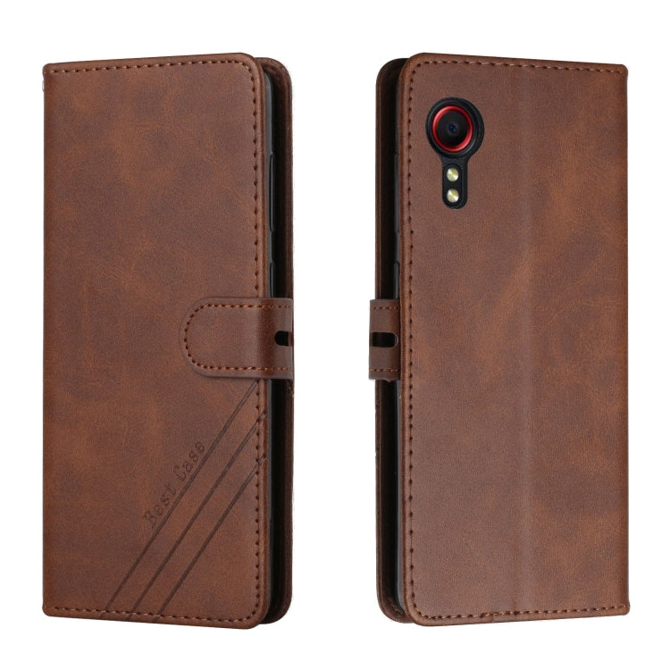 For Samsung Galaxy Xcover 5 Stitching Style 2-Color Cow Texture Horizontal Flip PU Leather Case with Holder & Card Slot & Lanyard