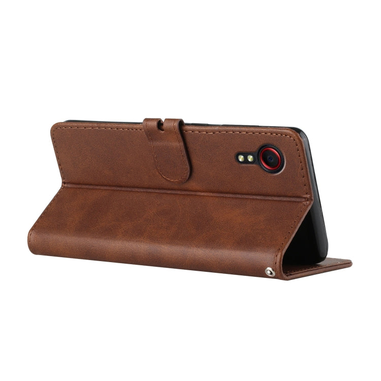 For Samsung Galaxy Xcover 5 Stitching Style 2-Color Cow Texture Horizontal Flip PU Leather Case with Holder & Card Slot & Lanyard