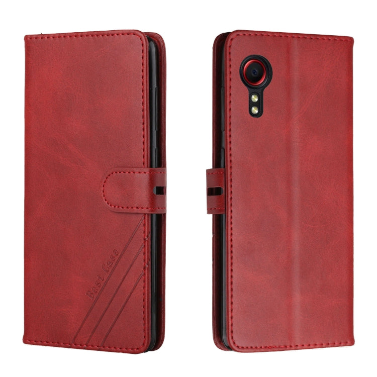 For Samsung Galaxy Xcover 5 Stitching Style 2-Color Cow Texture Horizontal Flip PU Leather Case with Holder & Card Slot & Lanyard