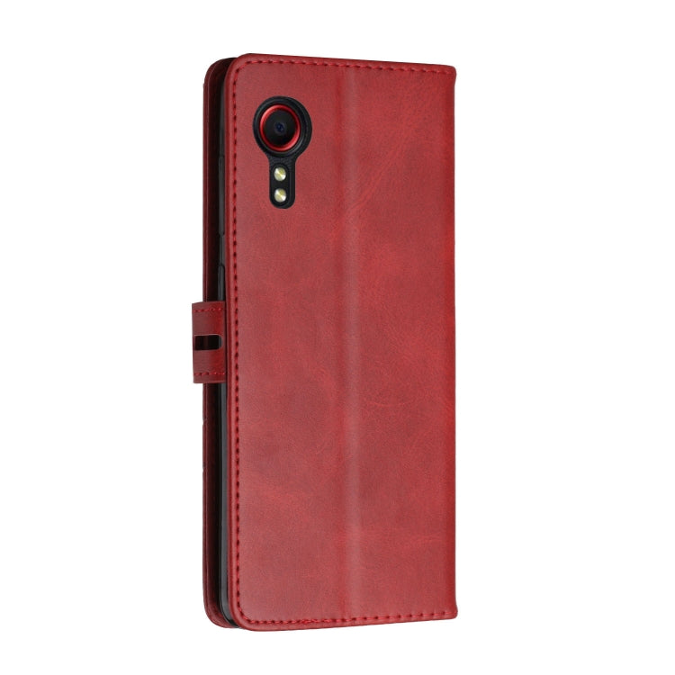 For Samsung Galaxy Xcover 5 Stitching Style 2-Color Cow Texture Horizontal Flip PU Leather Case with Holder & Card Slot & Lanyard