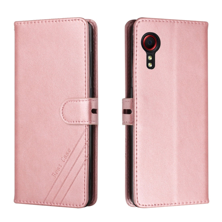 For Samsung Galaxy Xcover 5 Stitching Style 2-Color Cow Texture Horizontal Flip PU Leather Case with Holder & Card Slot & Lanyard