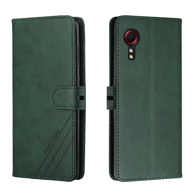 For Samsung Galaxy Xcover 5 Stitching Style 2-Color Cow Texture Horizontal Flip PU Leather Case with Holder & Card Slot & Lanyard