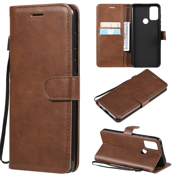 For Motorola Moto G50 Solid Color Horizontal Flip Protective Leather Case with Holder & Card Slots & Wallet & Photo Frame & Lanyard