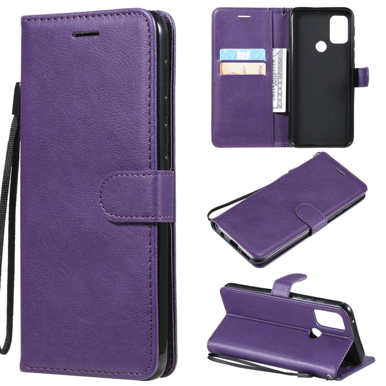 For Motorola Moto G50 Solid Color Horizontal Flip Protective Leather Case with Holder & Card Slots & Wallet & Photo Frame & Lanyard