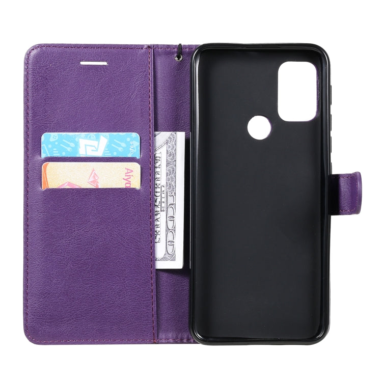 For Motorola Moto G50 Solid Color Horizontal Flip Protective Leather Case with Holder & Card Slots & Wallet & Photo Frame & Lanyard
