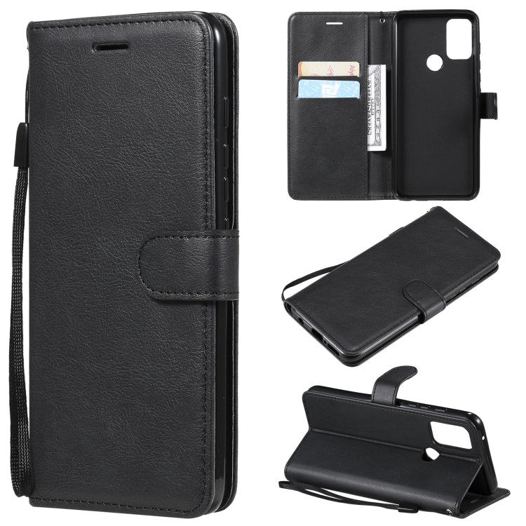 For Motorola Moto G50 Solid Color Horizontal Flip Protective Leather Case with Holder & Card Slots & Wallet & Photo Frame & Lanyard