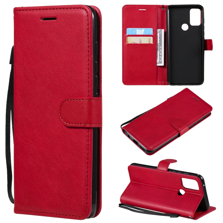 For Motorola Moto G50 Solid Color Horizontal Flip Protective Leather Case with Holder & Card Slots & Wallet & Photo Frame & Lanyard
