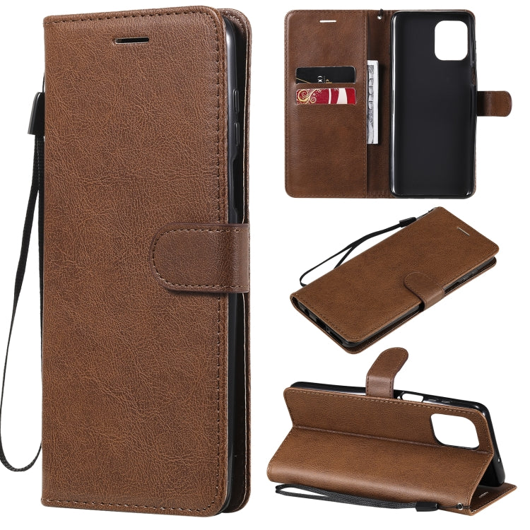 For Motorola Edge S 4G Solid Color Horizontal Flip Protective Leather Case with Holder & Card Slots & Wallet & Photo Frame & Lanyard