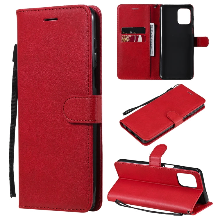 For Motorola Edge S 4G Solid Color Horizontal Flip Protective Leather Case with Holder & Card Slots & Wallet & Photo Frame & Lanyard
