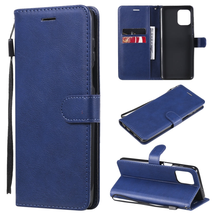For Motorola Edge S 4G Solid Color Horizontal Flip Protective Leather Case with Holder & Card Slots & Wallet & Photo Frame & Lanyard