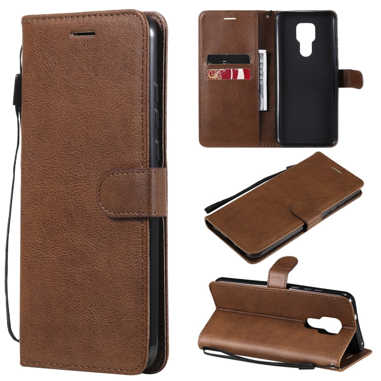 For Motorola Moto G Play 2021 Solid Color Horizontal Flip Protective Leather Case with Holder & Card Slots & Wallet & Photo Frame & Lanyard