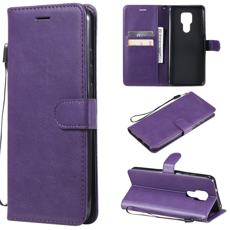 For Motorola Moto G Play 2021 Solid Color Horizontal Flip Protective Leather Case with Holder & Card Slots & Wallet & Photo Frame & Lanyard