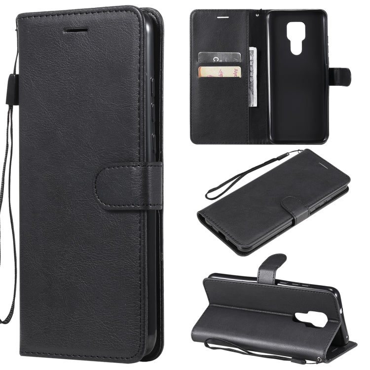 For Motorola Moto G Play 2021 Solid Color Horizontal Flip Protective Leather Case with Holder & Card Slots & Wallet & Photo Frame & Lanyard