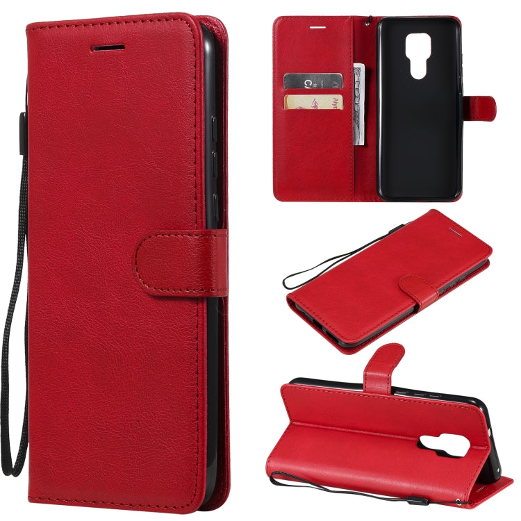 For Motorola Moto G Play 2021 Solid Color Horizontal Flip Protective Leather Case with Holder & Card Slots & Wallet & Photo Frame & Lanyard