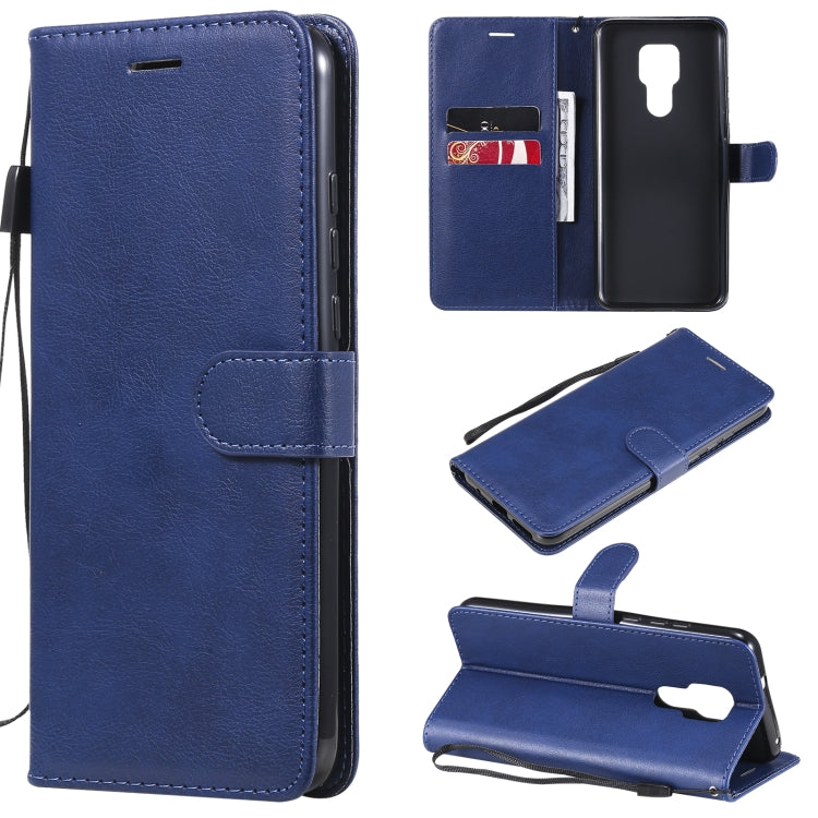 For Motorola Moto G Play 2021 Solid Color Horizontal Flip Protective Leather Case with Holder & Card Slots & Wallet & Photo Frame & Lanyard