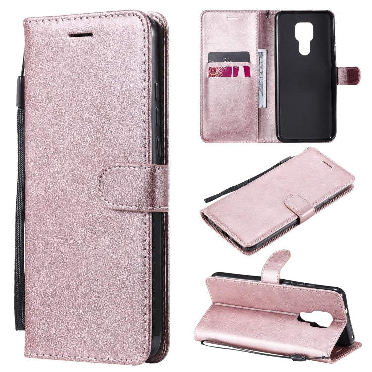 For Motorola Moto G Play 2021 Solid Color Horizontal Flip Protective Leather Case with Holder & Card Slots & Wallet & Photo Frame & Lanyard