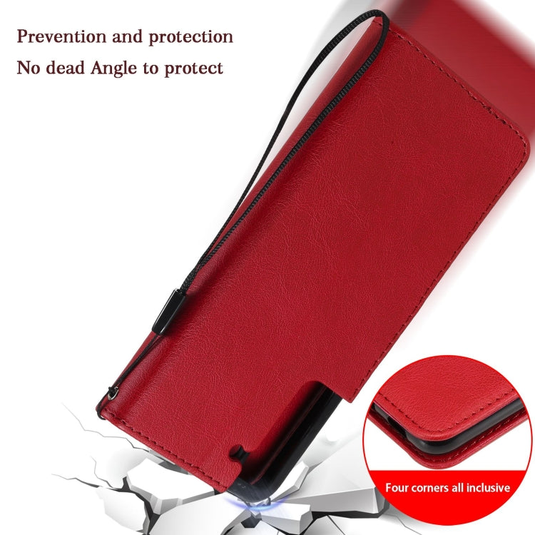 For Samsung Galaxy S21 FE Solid Color Horizontal Flip Protective Leather Case with Holder & Card Slots & Wallet & Photo Frame & Lanyard