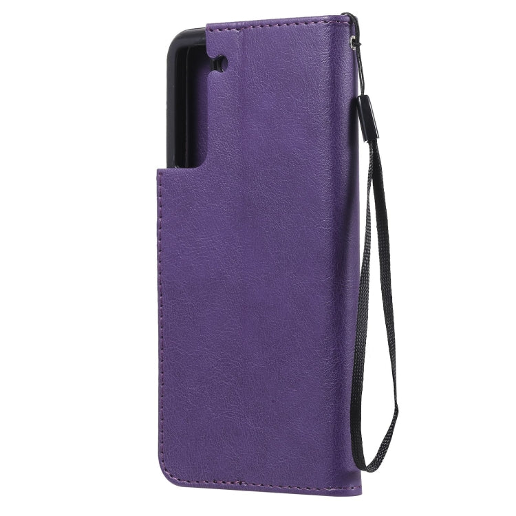 For Samsung Galaxy S21 FE Solid Color Horizontal Flip Protective Leather Case with Holder & Card Slots & Wallet & Photo Frame & Lanyard