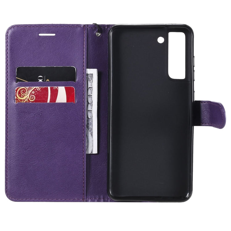 For Samsung Galaxy S21 FE Solid Color Horizontal Flip Protective Leather Case with Holder & Card Slots & Wallet & Photo Frame & Lanyard