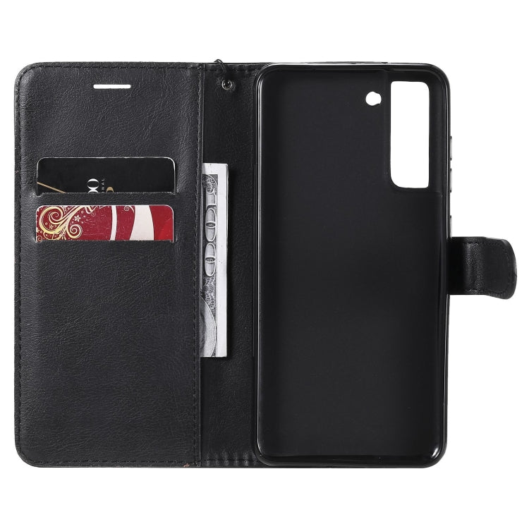 For Samsung Galaxy S21 FE Solid Color Horizontal Flip Protective Leather Case with Holder & Card Slots & Wallet & Photo Frame & Lanyard