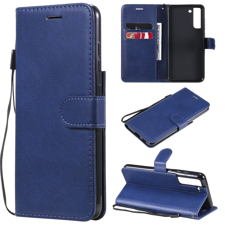 For Samsung Galaxy S21 FE Solid Color Horizontal Flip Protective Leather Case with Holder & Card Slots & Wallet & Photo Frame & Lanyard