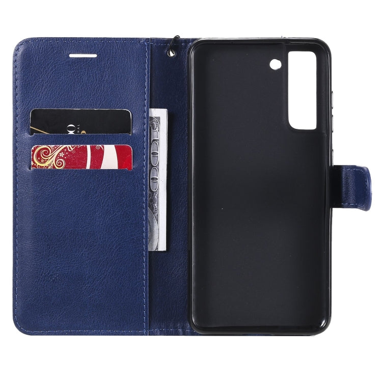 For Samsung Galaxy S21 FE Solid Color Horizontal Flip Protective Leather Case with Holder & Card Slots & Wallet & Photo Frame & Lanyard